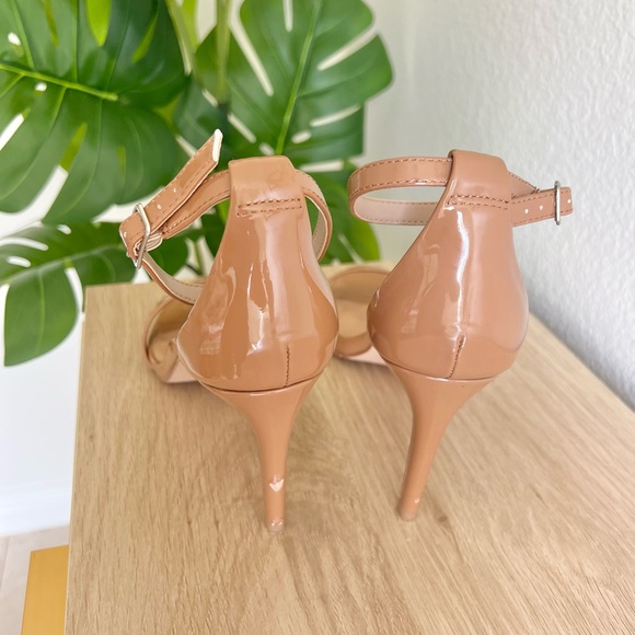 Steve Madden Caramel Patent Leather - Rounded Toe, Skinny Heel with Ankle Strap - Picture 3 of 5